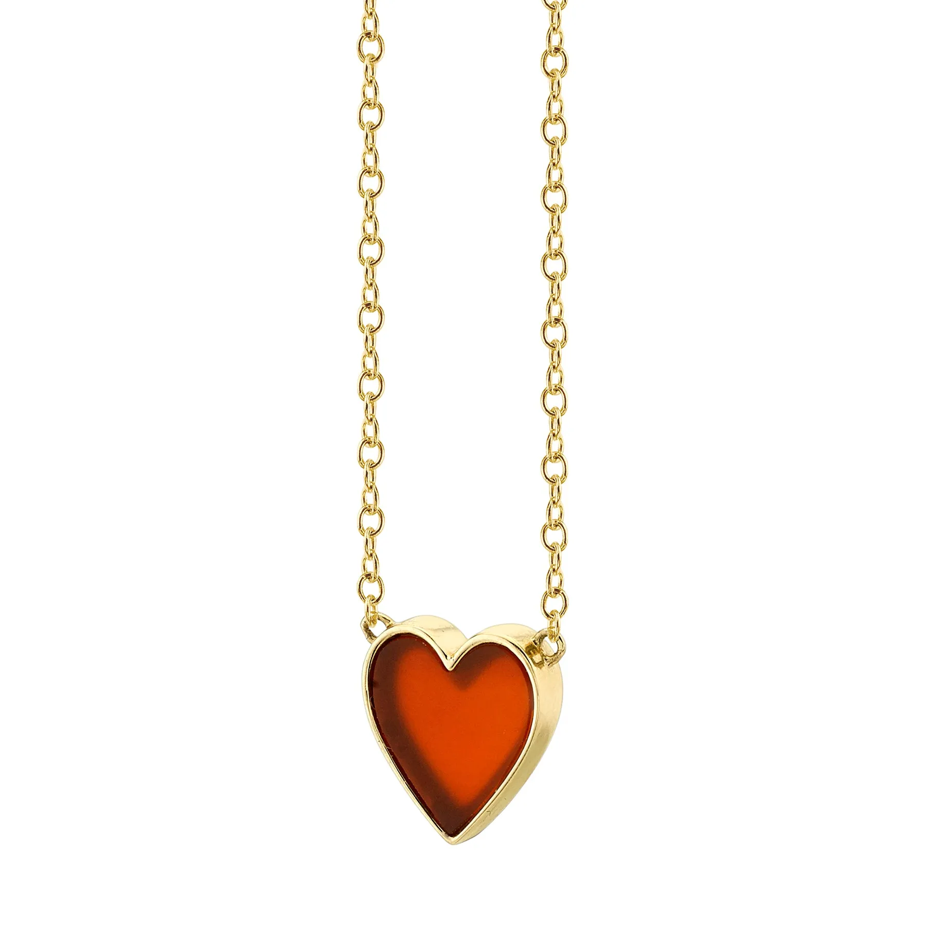 Carnelian Heart Necklace - Carnelian / 14k Yellow Gold