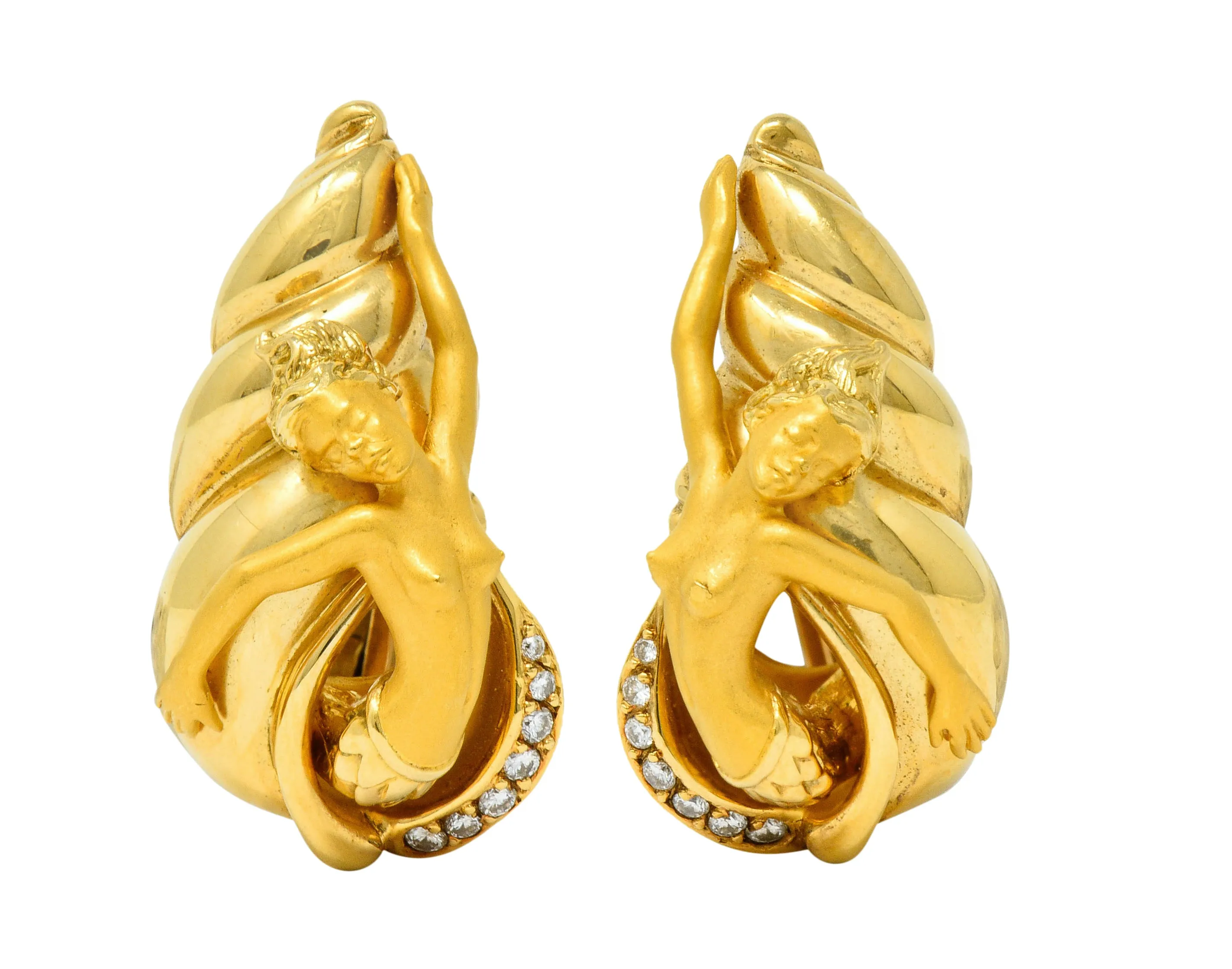 Carrera Y Carrera Diamond 18 Karat Gold Mermaid Earrings