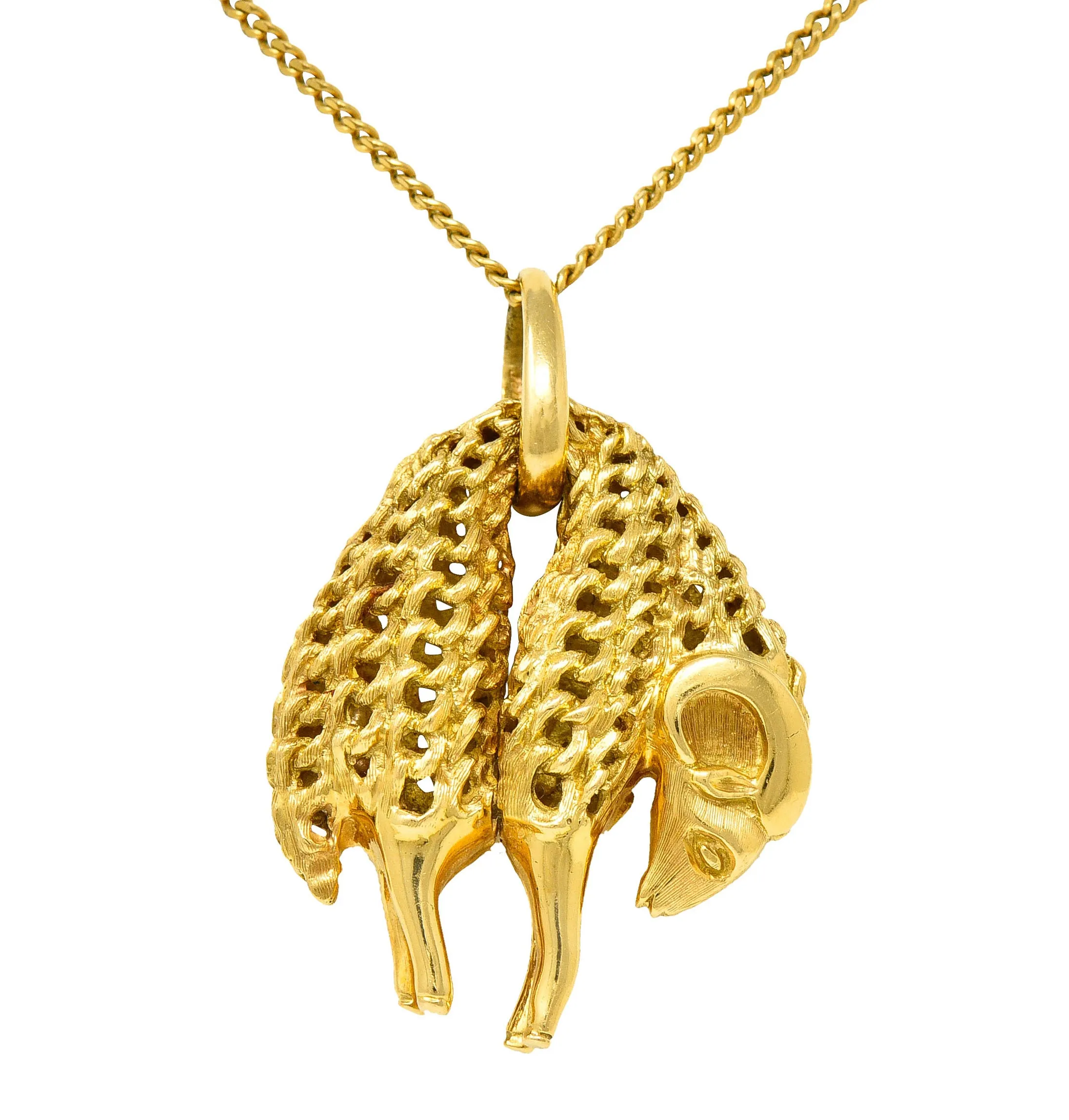 Cartier 1970's Vintage 18 Karat Gold Golden Fleece Ram Pendant Necklace