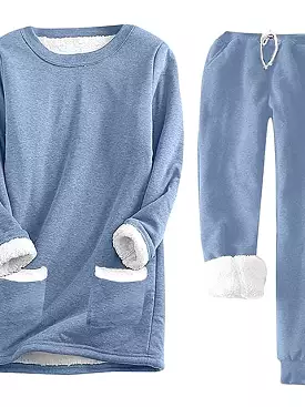 Casual Fleece Women's Sweatshirt and Pants Set