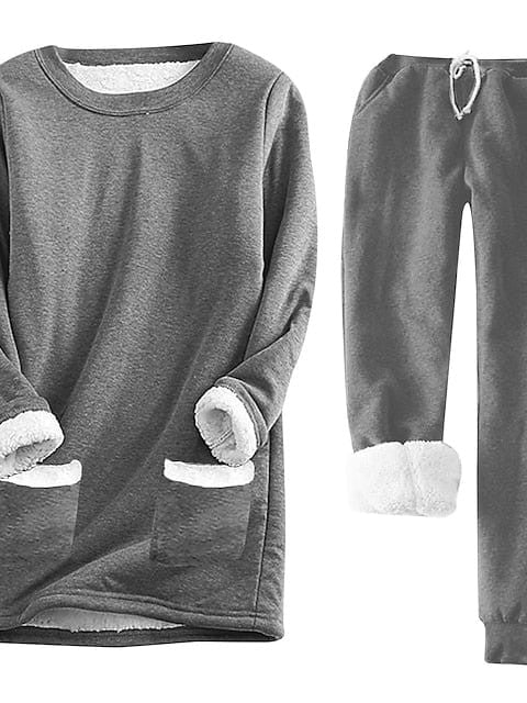 Casual Fleece Women's Sweatshirt and Pants Set