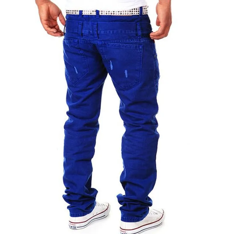 Casual Punk Style Skinny Fit Mid Waist Cotton Cargo Pants for Men