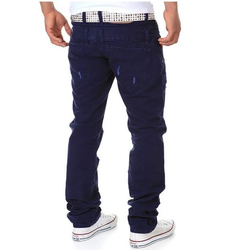 Casual Punk Style Skinny Fit Mid Waist Cotton Cargo Pants for Men