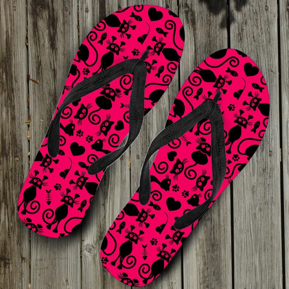 Cats Flip Flops Pink