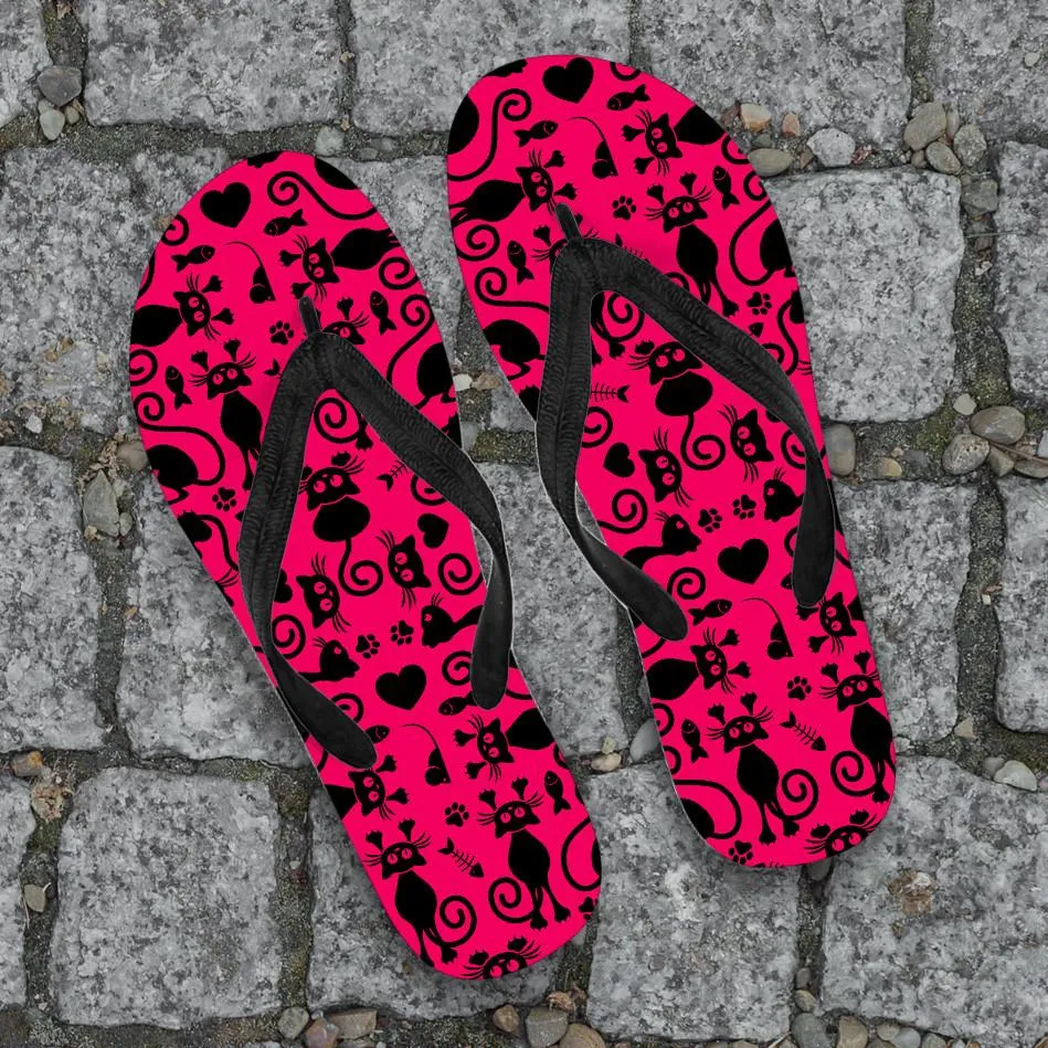 Cats Flip Flops Pink