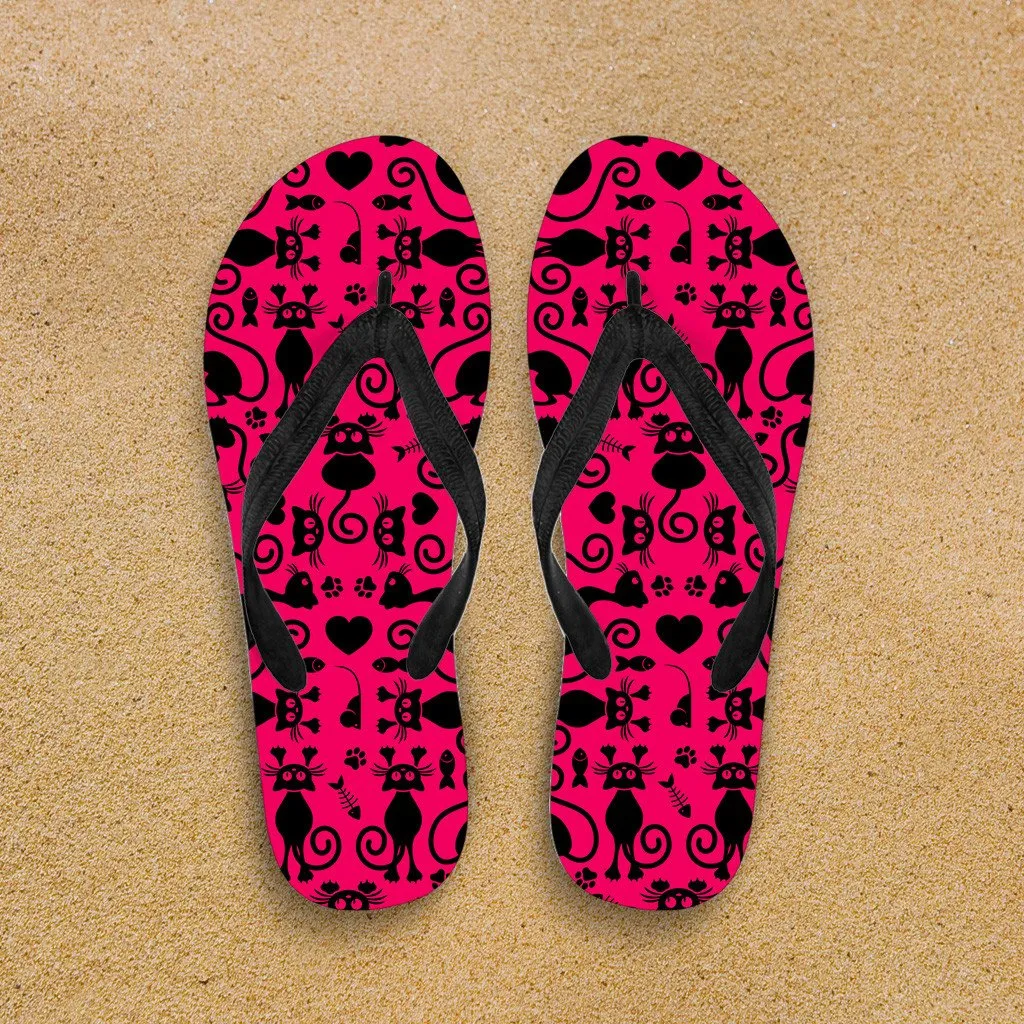 Cats Flip Flops Pink