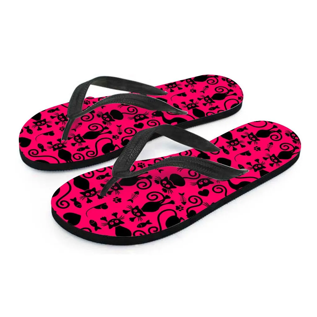 Cats Flip Flops Pink