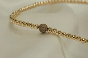 Champagne Diamond Bead Choker Necklace