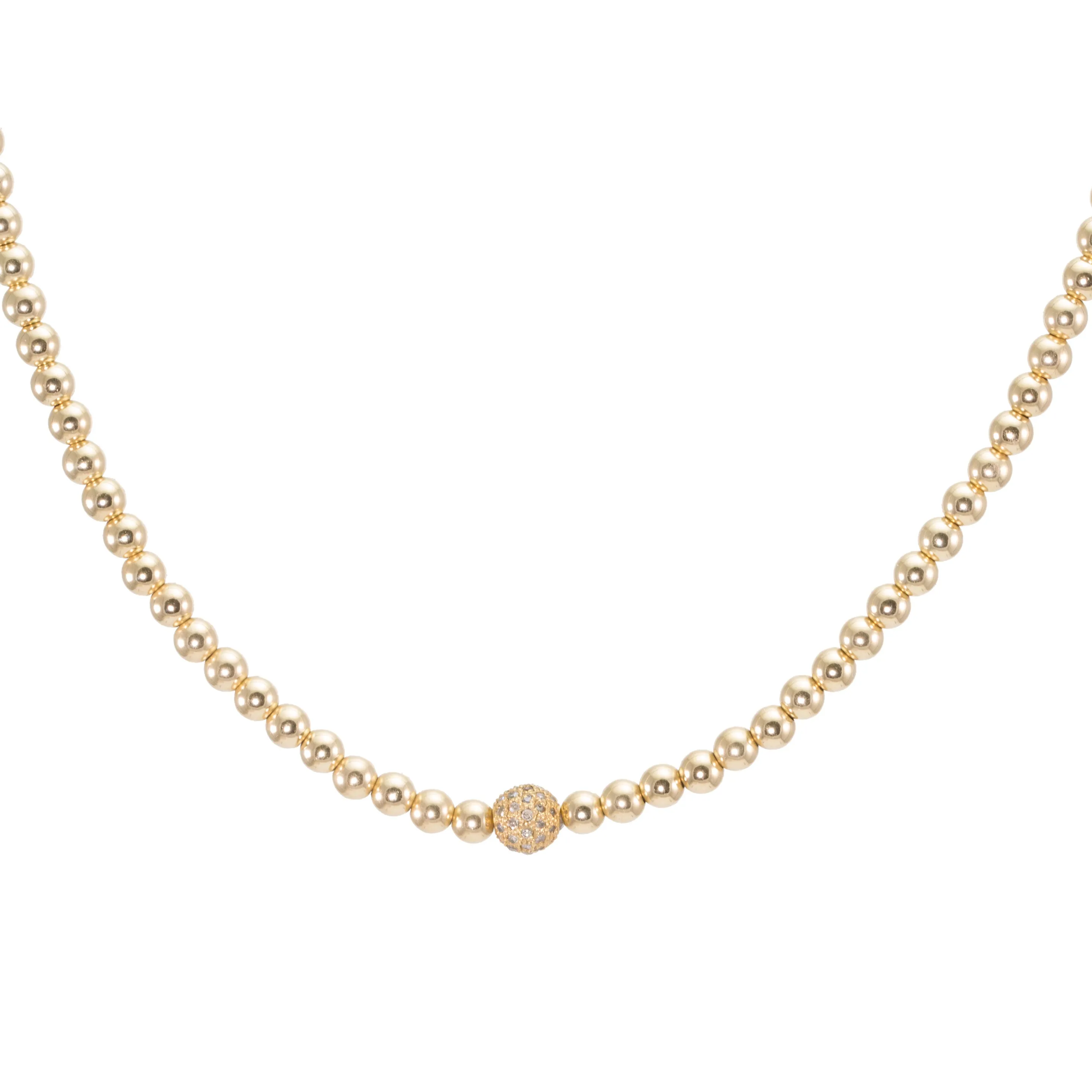 Champagne Diamond Bead Choker Necklace