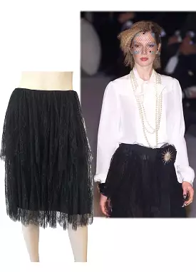 Chanel 01P 2001 Spring Black Lace Skirt FR 34