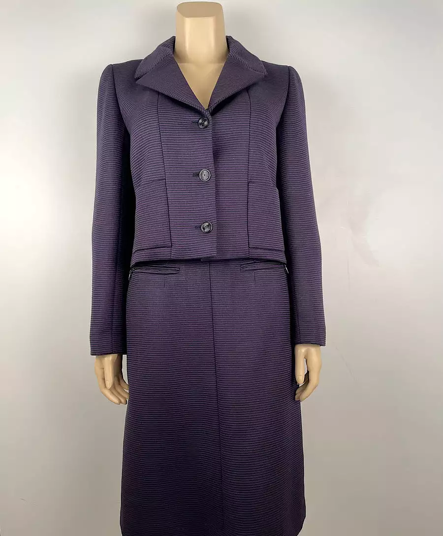 Chanel 01P 2001 Spring Navy Blue Skirt Suit with Jacket FR 38/40