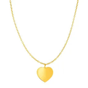 Choker Necklace with Polished Heart Pendant in 14k Yellow Goldrx63840-16-rx63840-16