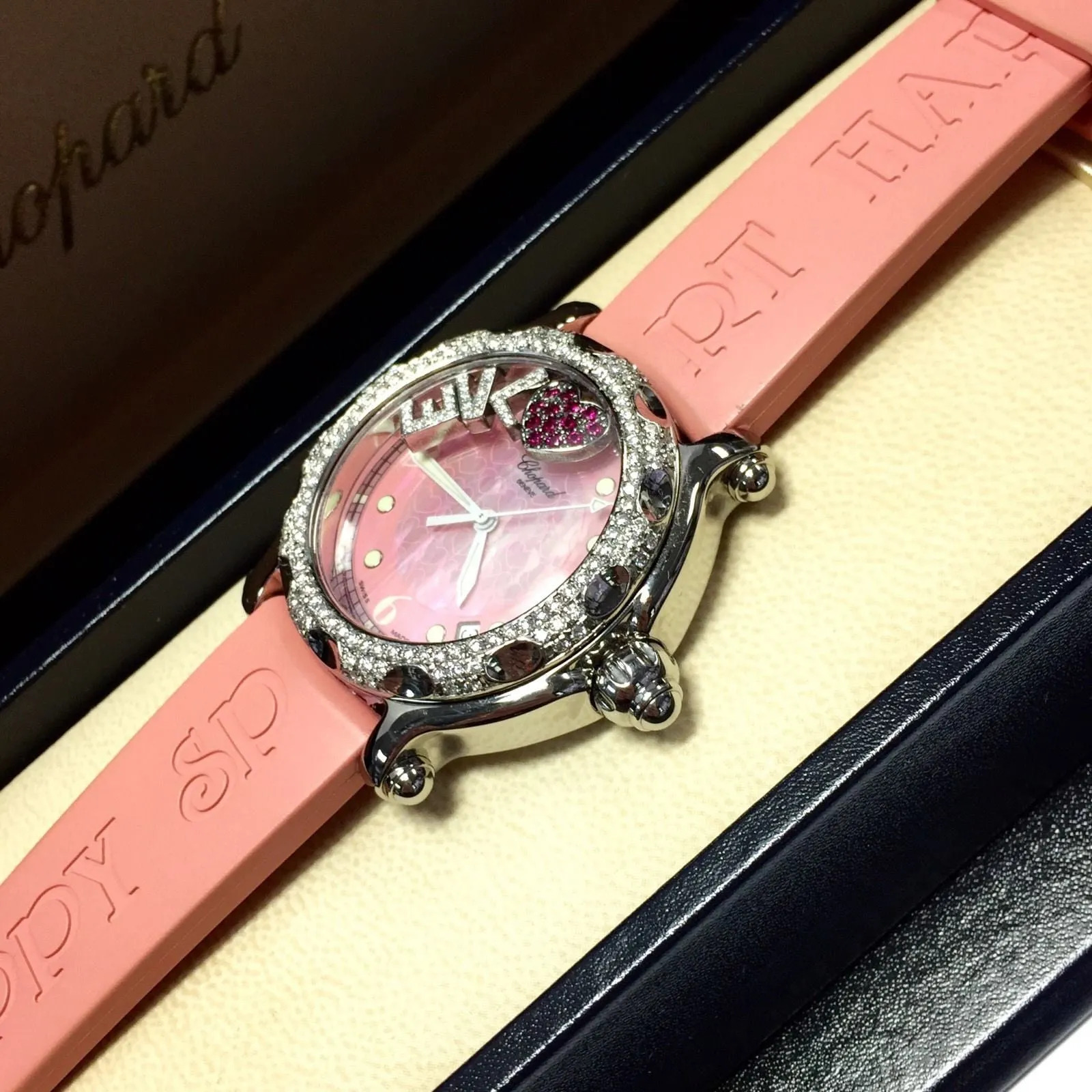 CHOPARD HAPPY SPORT Quartz 39mm Steel Floating DIAMONDS & RUBIES Watch