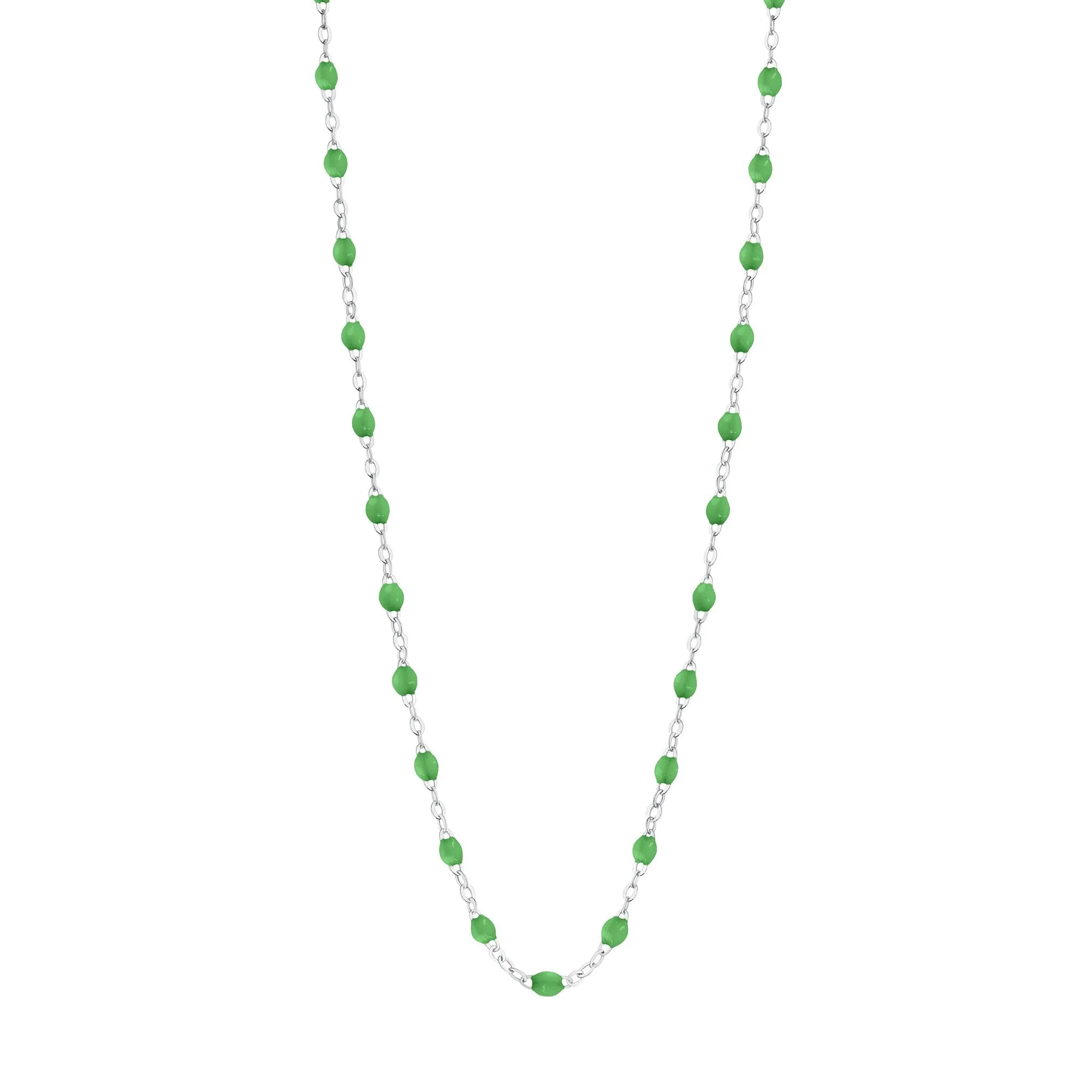 Classic Gigi Green necklace, White Gold, 16.5