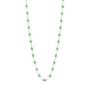 Classic Gigi Green necklace, White Gold, 16.5