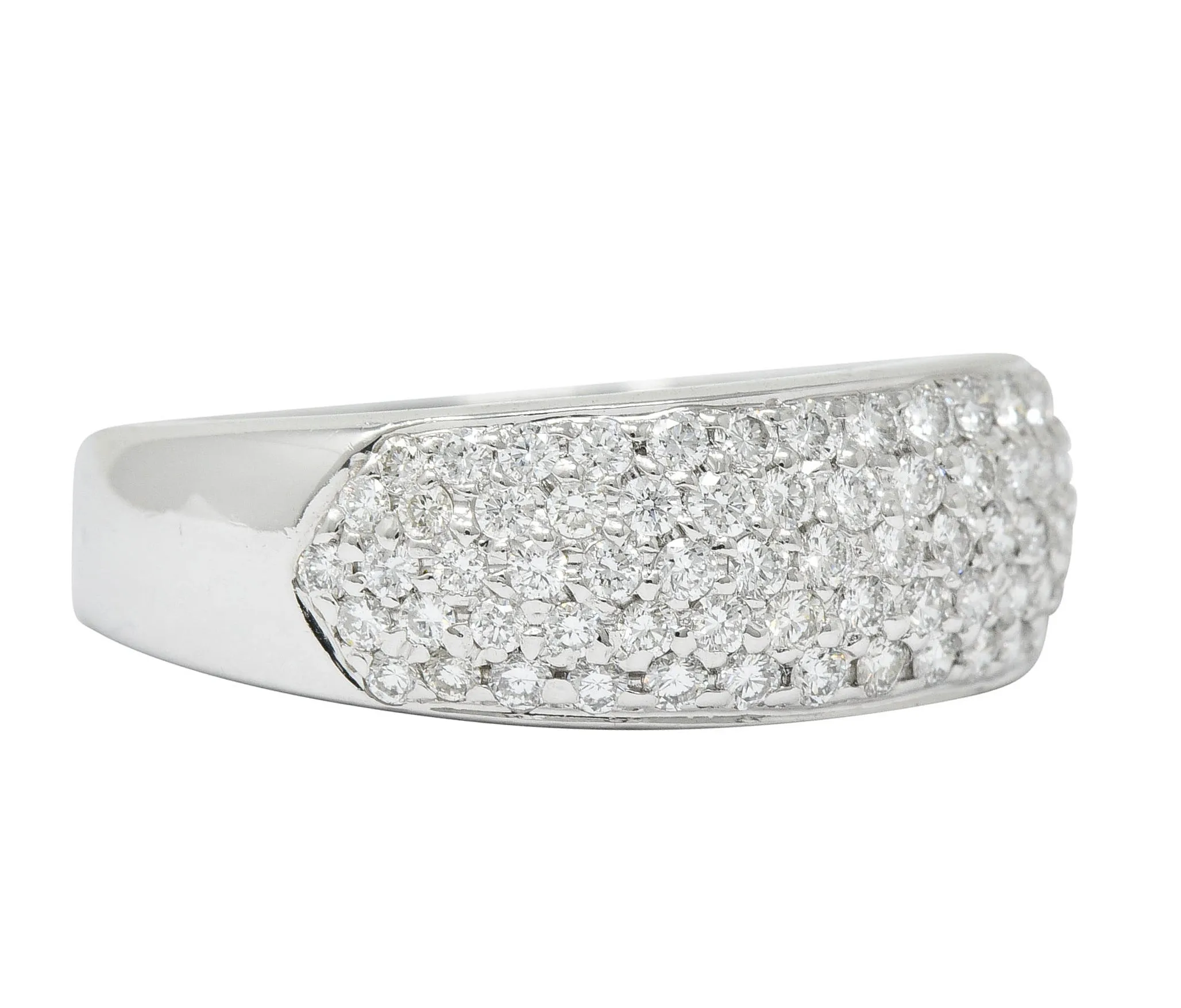 Contemporary 1.10 CTW Pave Diamond Platinum Band Ring