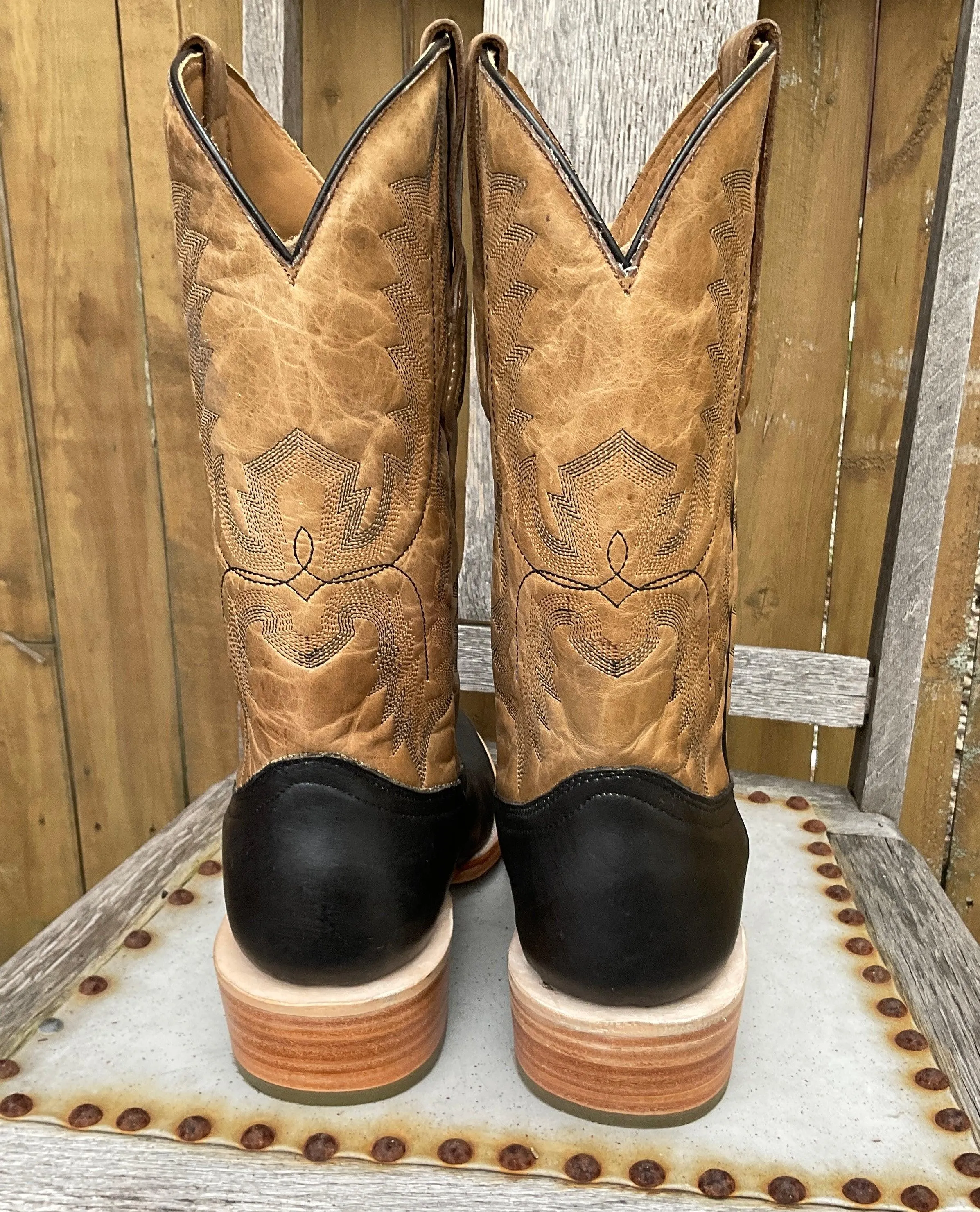 Corral Men's Black & Beige Narrow Square Toe Cowboy Boots A4230