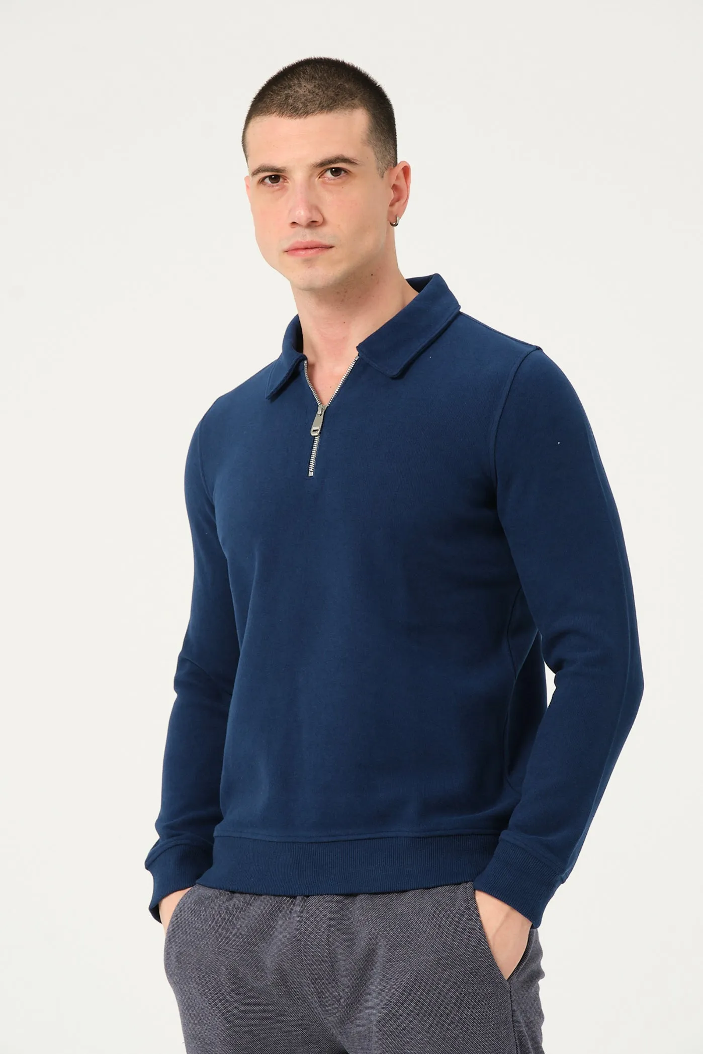 Cotton Man Sweater Blue