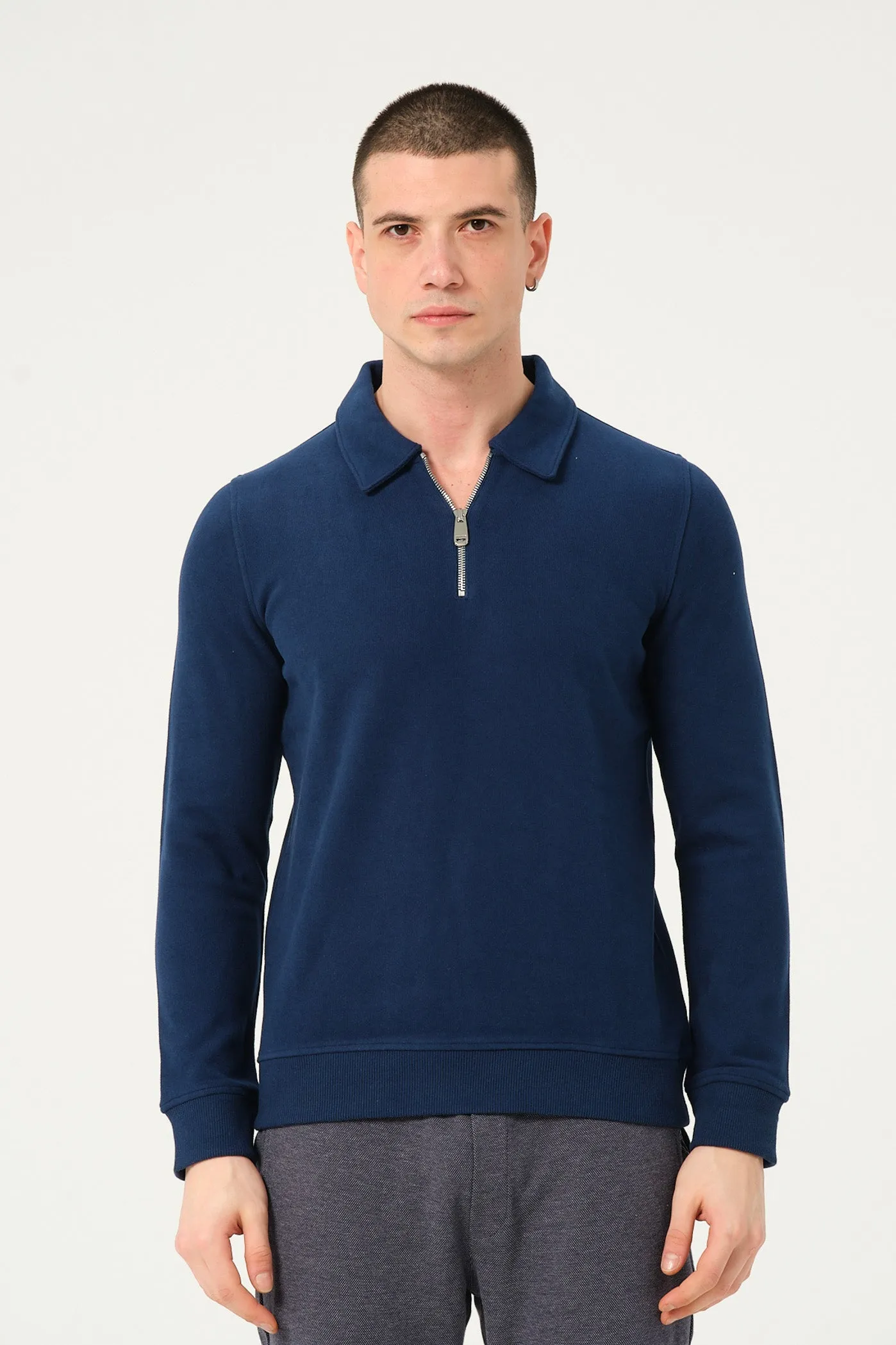 Cotton Man Sweater Blue