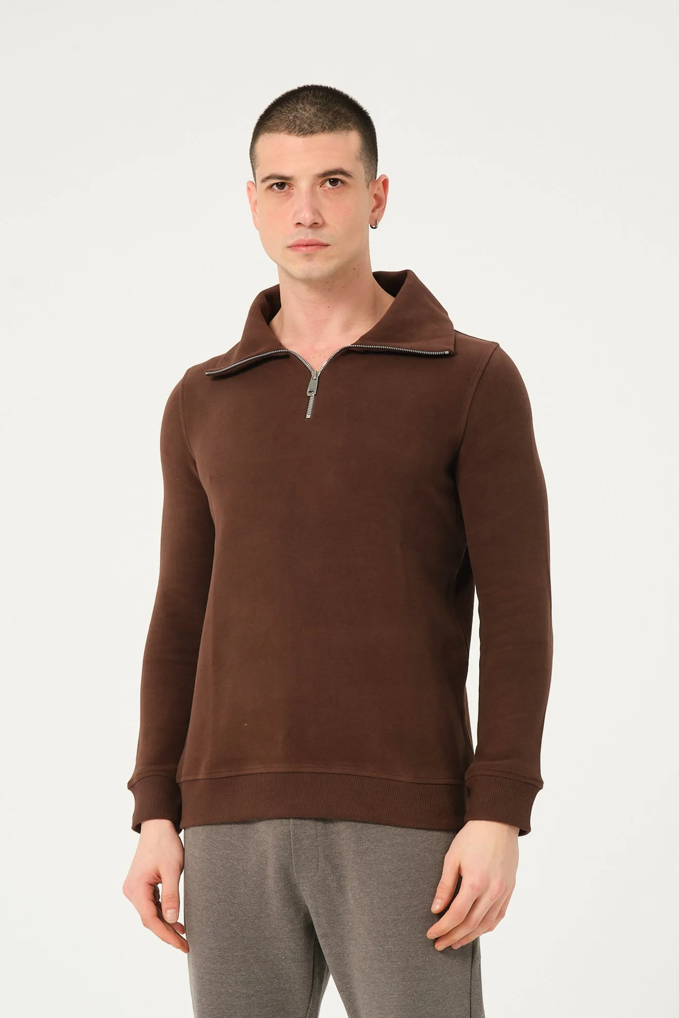 Cotton Man Sweater Brown