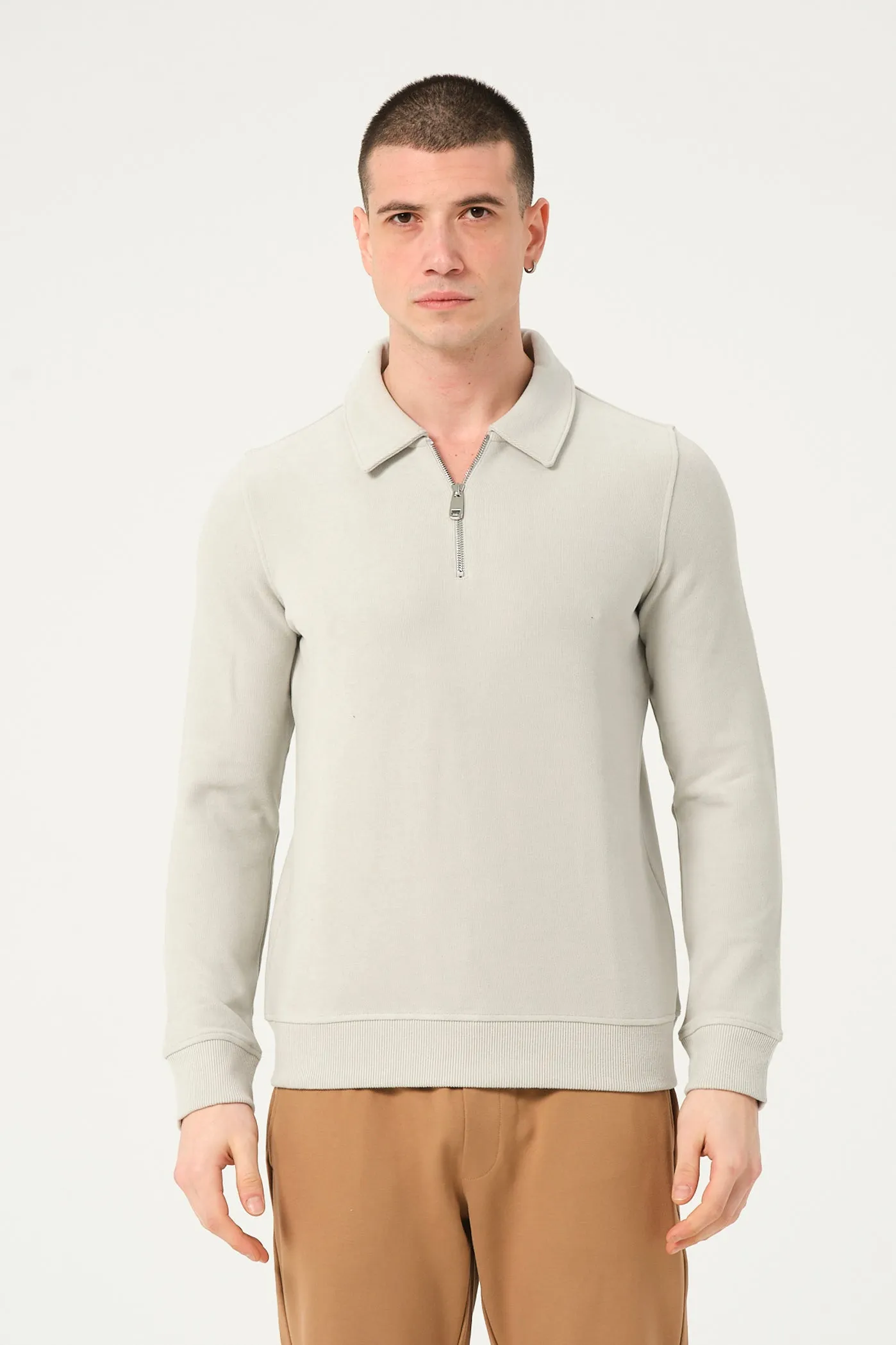 Cotton Man Sweater Light Grey