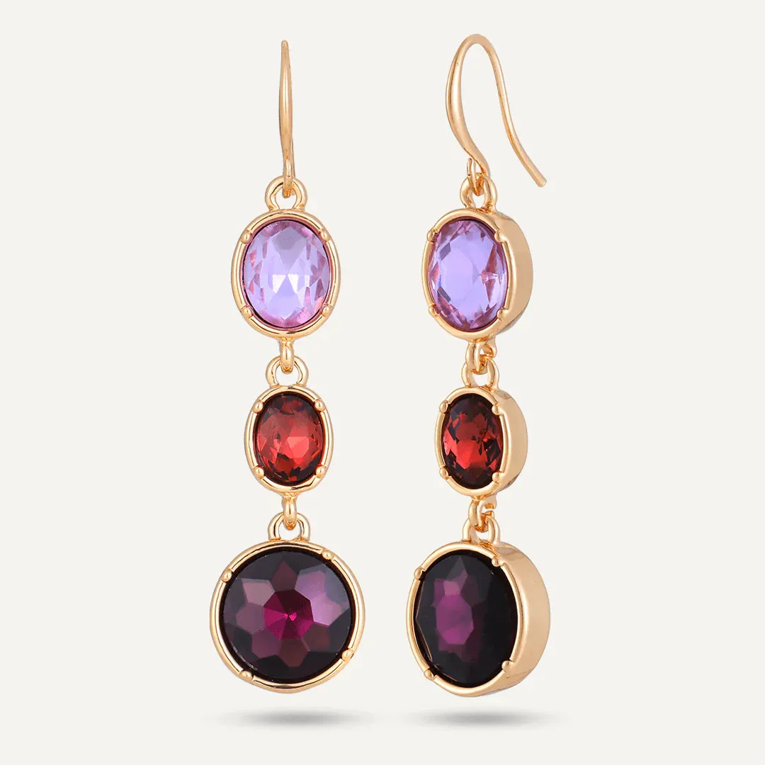 DE1135N - Purple Jewel Hook Earrings - D&X London