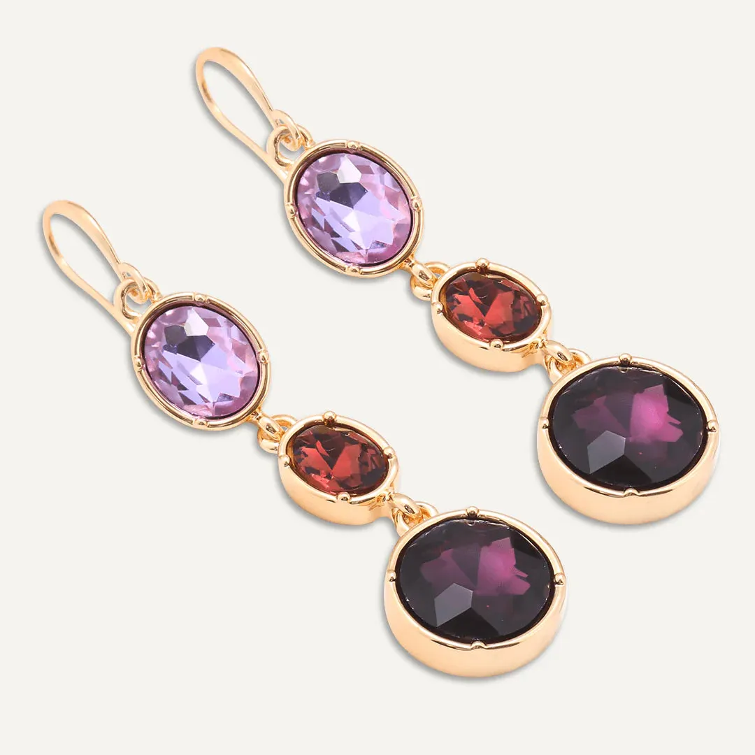 DE1135N - Purple Jewel Hook Earrings - D&X London