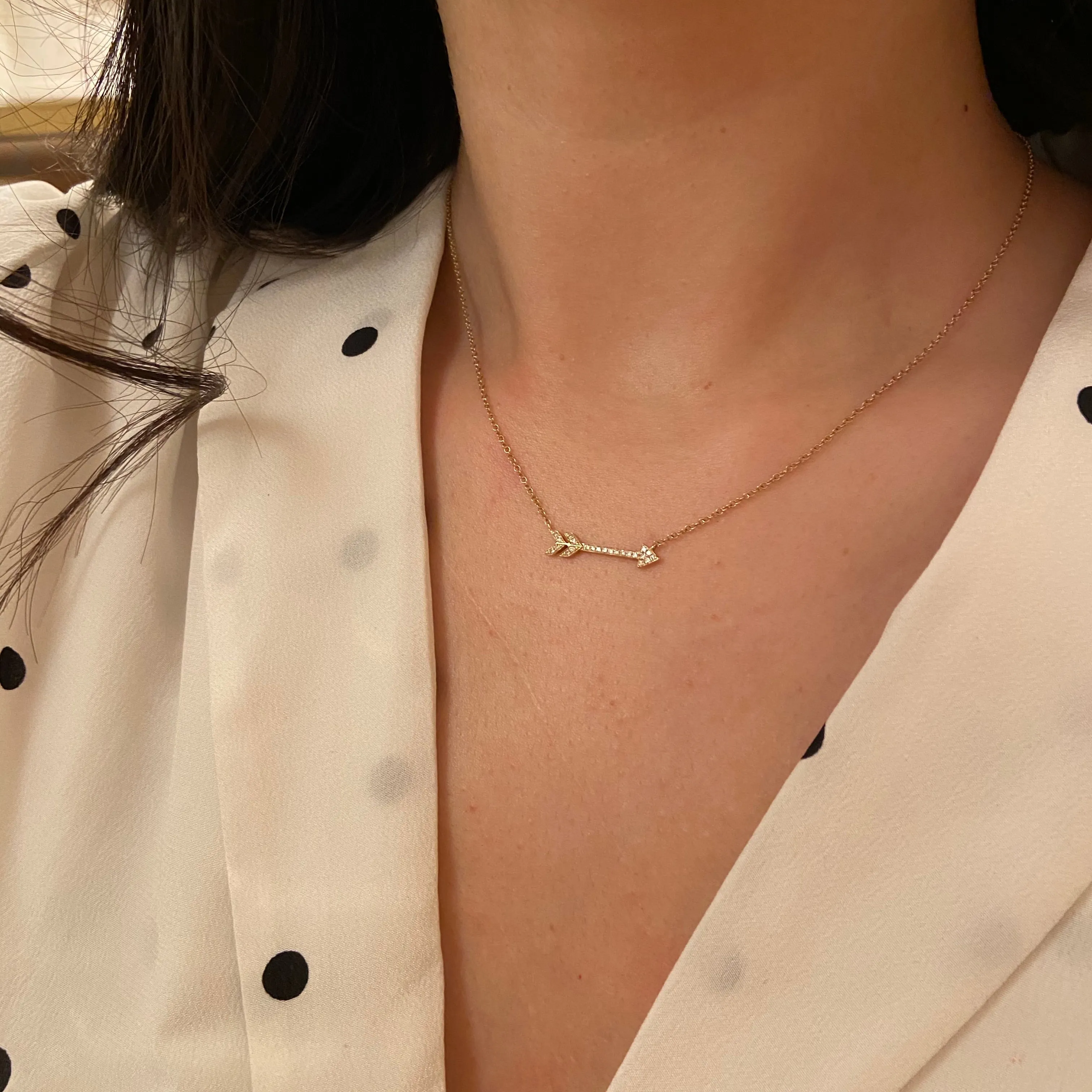 Diamond Arrow Necklace in 14k Gold