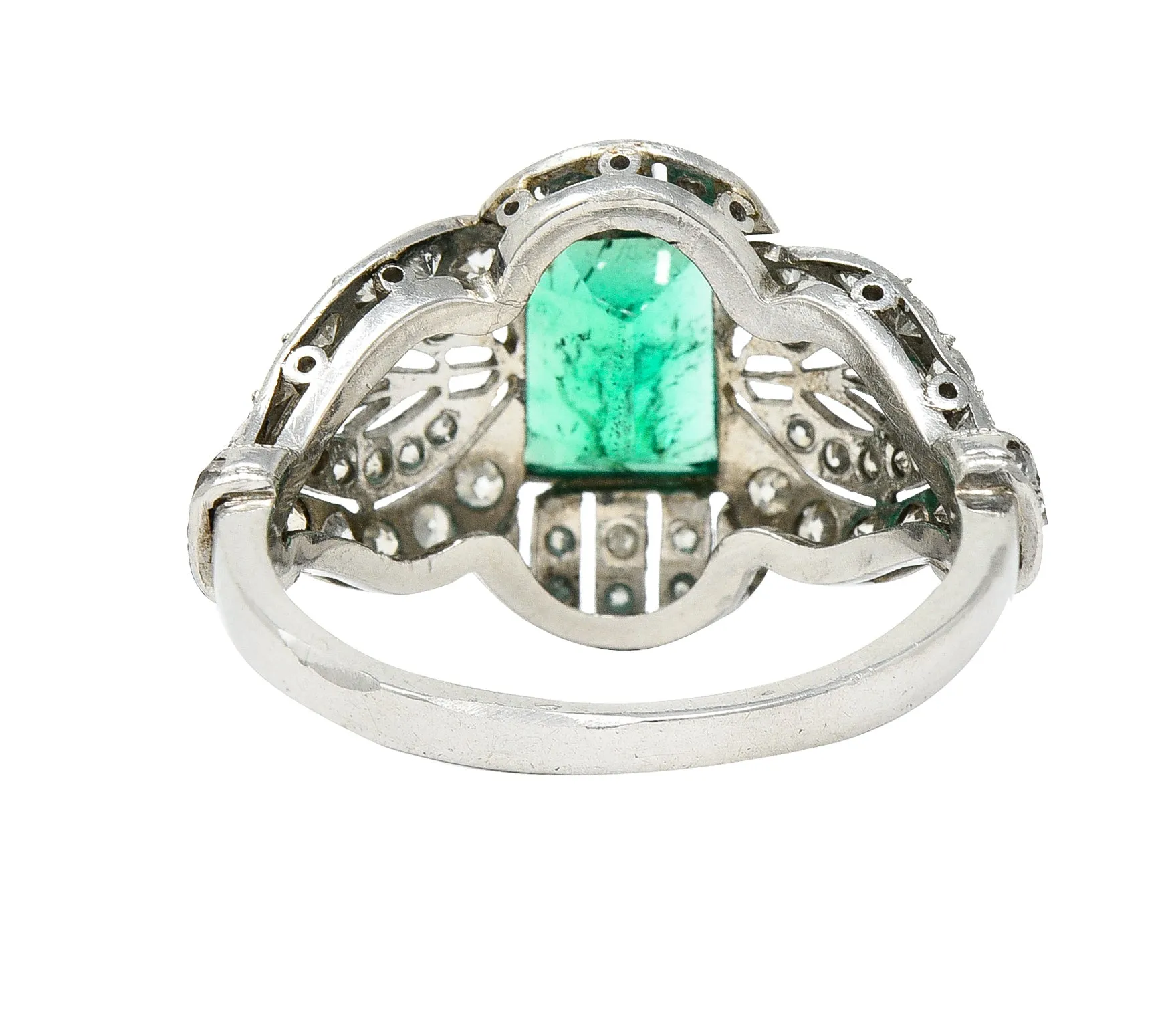 Edwardian 1.80 CTW Emerald Diamond Platinum Dinner Ring