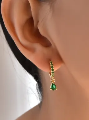 Emerald Zirconia Dangle Earrings