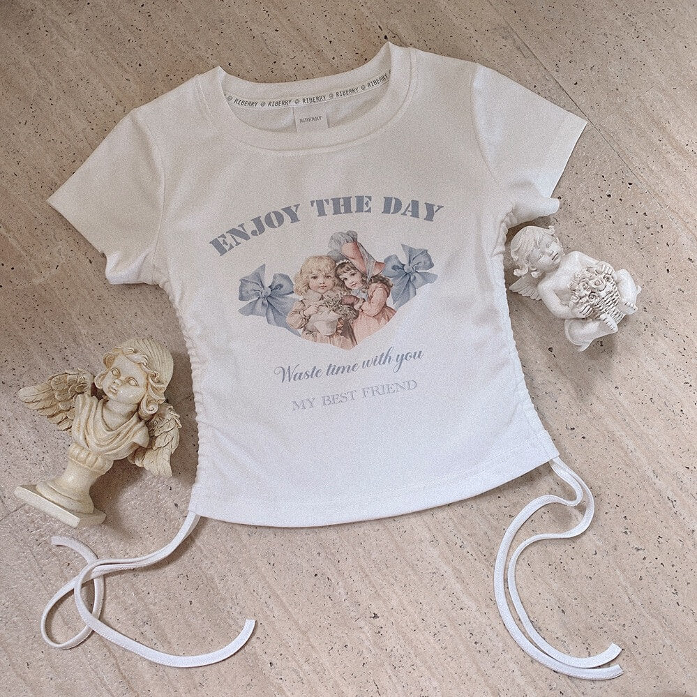 “Enjoy the day” cute angel T-shirt BY6160