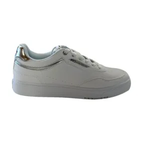 Enrico Coveri 414208 Vintage Microfibers Sneakers Donna Stringate Bianco Argento