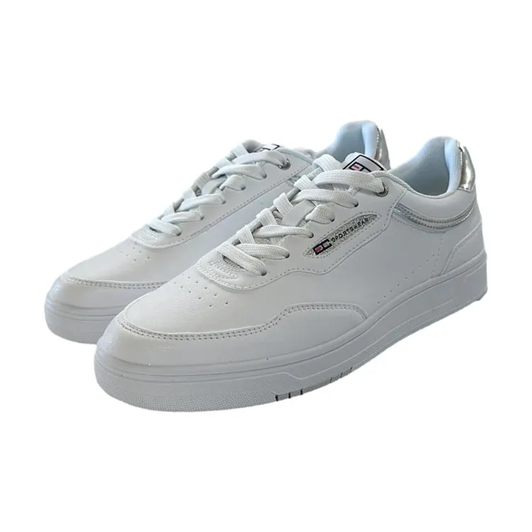 Enrico Coveri 414208 Vintage Microfibers Sneakers Donna Stringate Bianco Argento