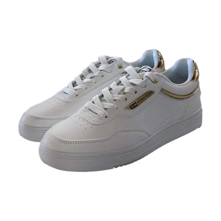 Enrico Coveri 414208 Vintage Microfibers Sneakers Donna Stringate Bianco Oro