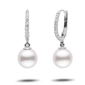 Eternal Collection White South Sea 9.0-10.0 mm Pearl & Diamond Dangle Earrings