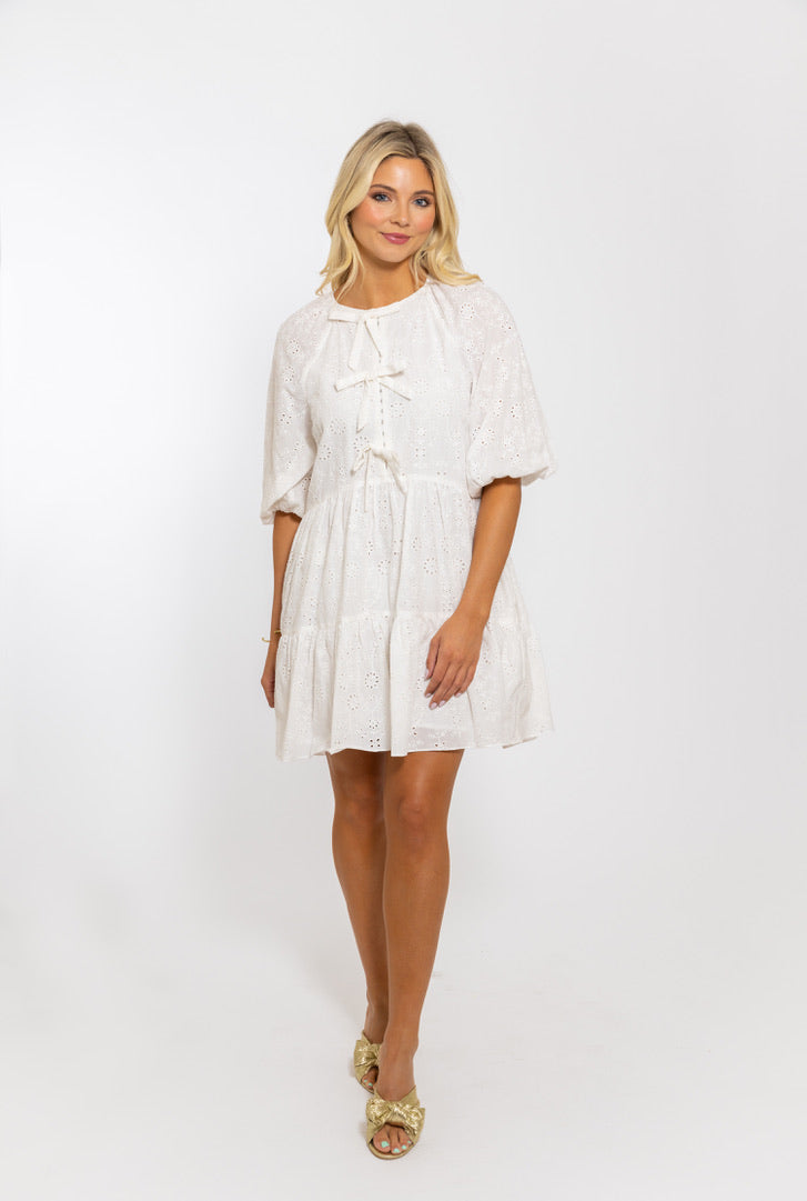 Eyelet Bow Tier Dress