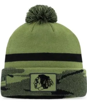 Fanatics Men's NHL Fanatics Chicago Blackhawks Military Appreciation Cuffed Knit Hat with Pom