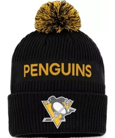 Fanatics Men's NHL Fanatics Pittsburgh Penguins 2022 NHL Draft Authentic Pro Cuffed Knit Hat with Pom