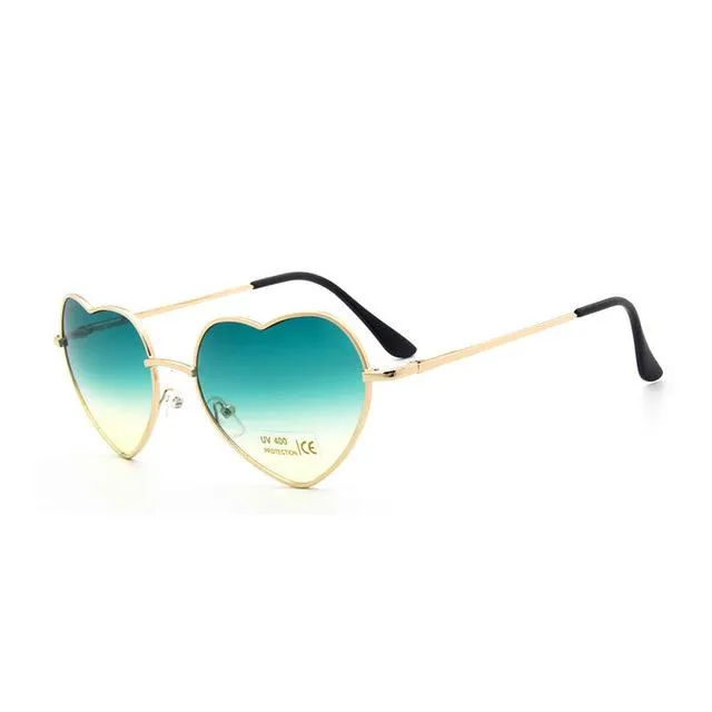 Fashion Heart Shaped Metal Clear Red Lens Sunglasses for Women