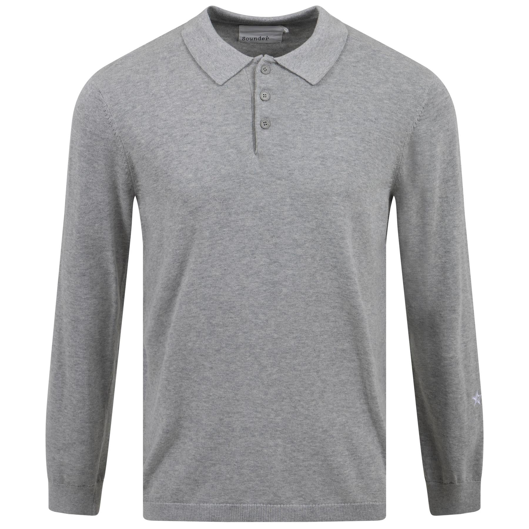 Fine Cut LS Polo Light Grey Melange - SS23