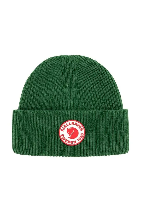 Fjallraven wool beanie 1969 Logo green color F78142.678