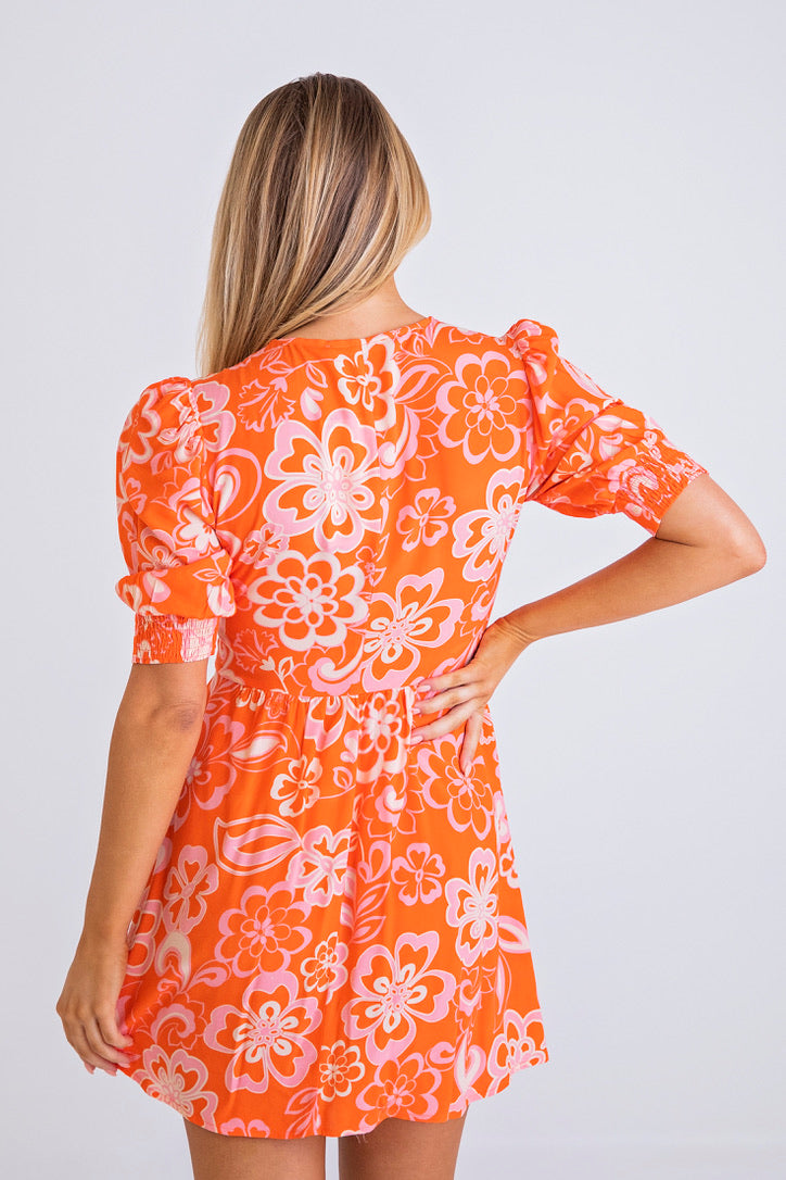 Floral 70's Button Dress