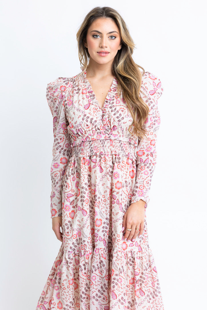 Floral Paris Vneck Maxi Dress