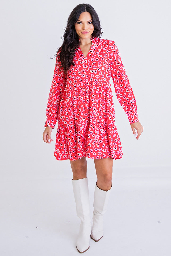 Floral Vneck Tier Dress