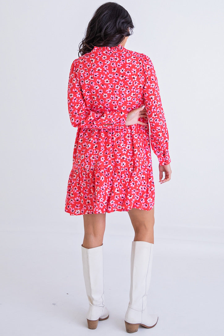 Floral Vneck Tier Dress