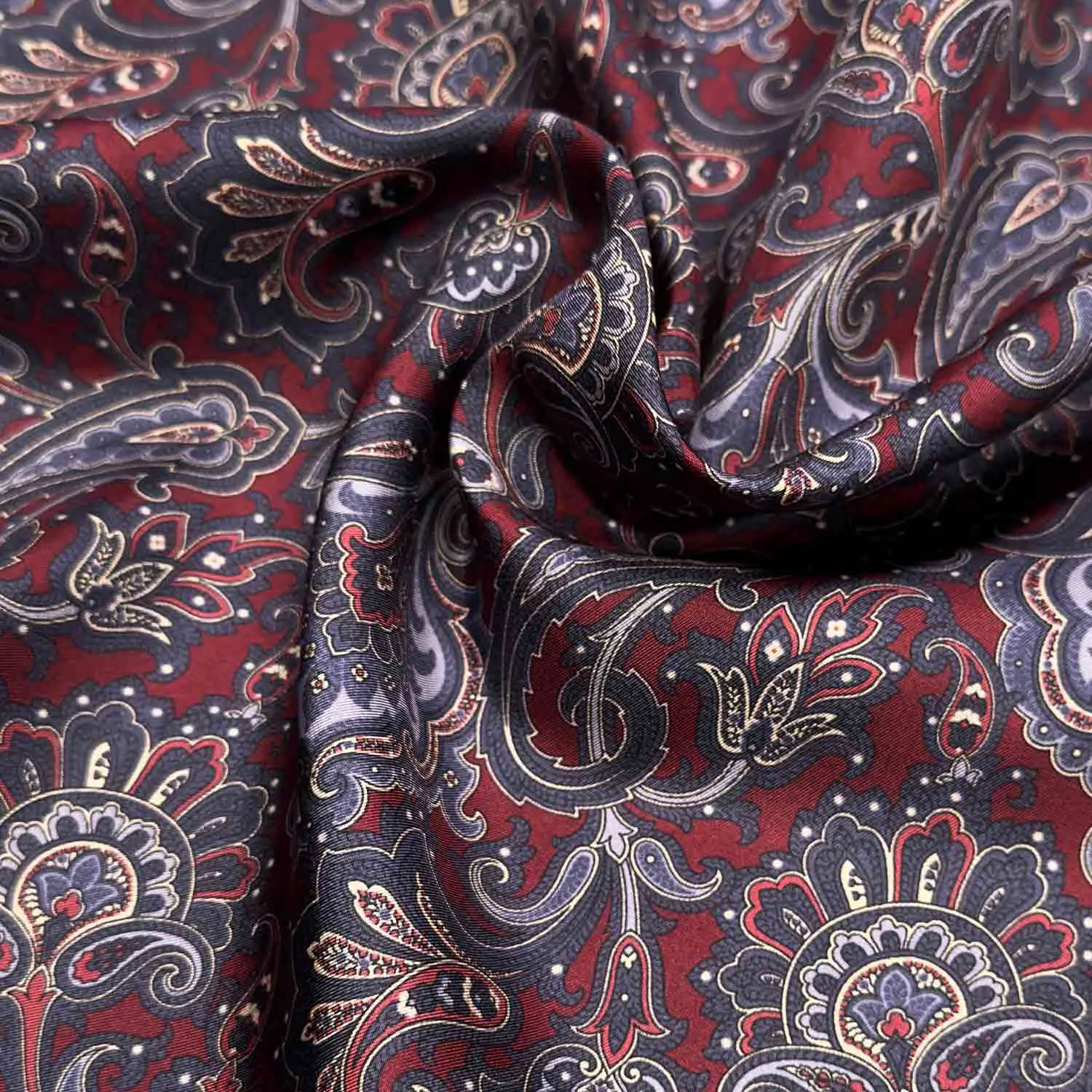 F.Marino Silk Pocket Square Floral Burgundy