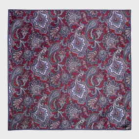 F.Marino Silk Pocket Square Floral Burgundy