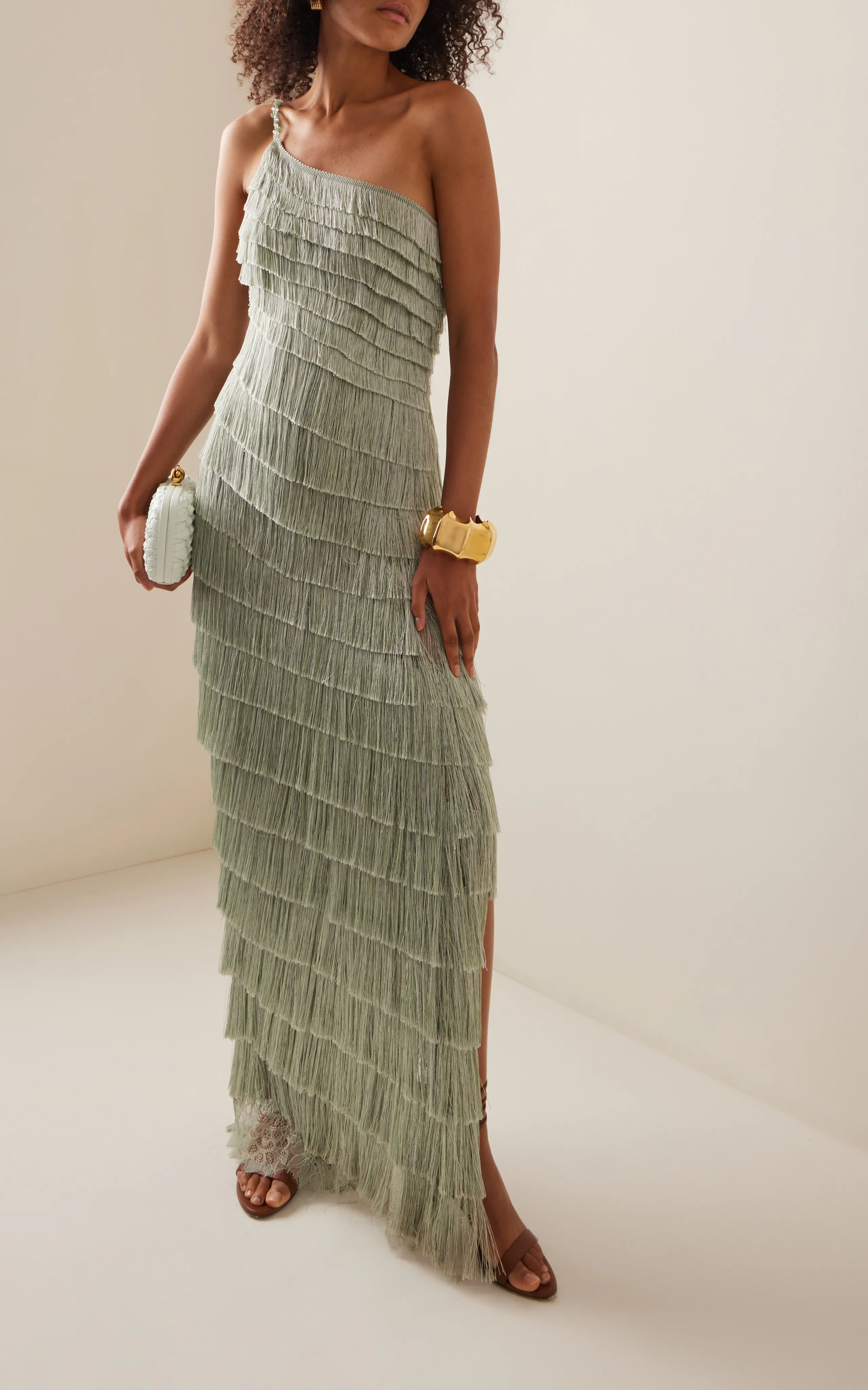 Francesca Miranda Isidora Fringed Silk-Blend Maxi Dress