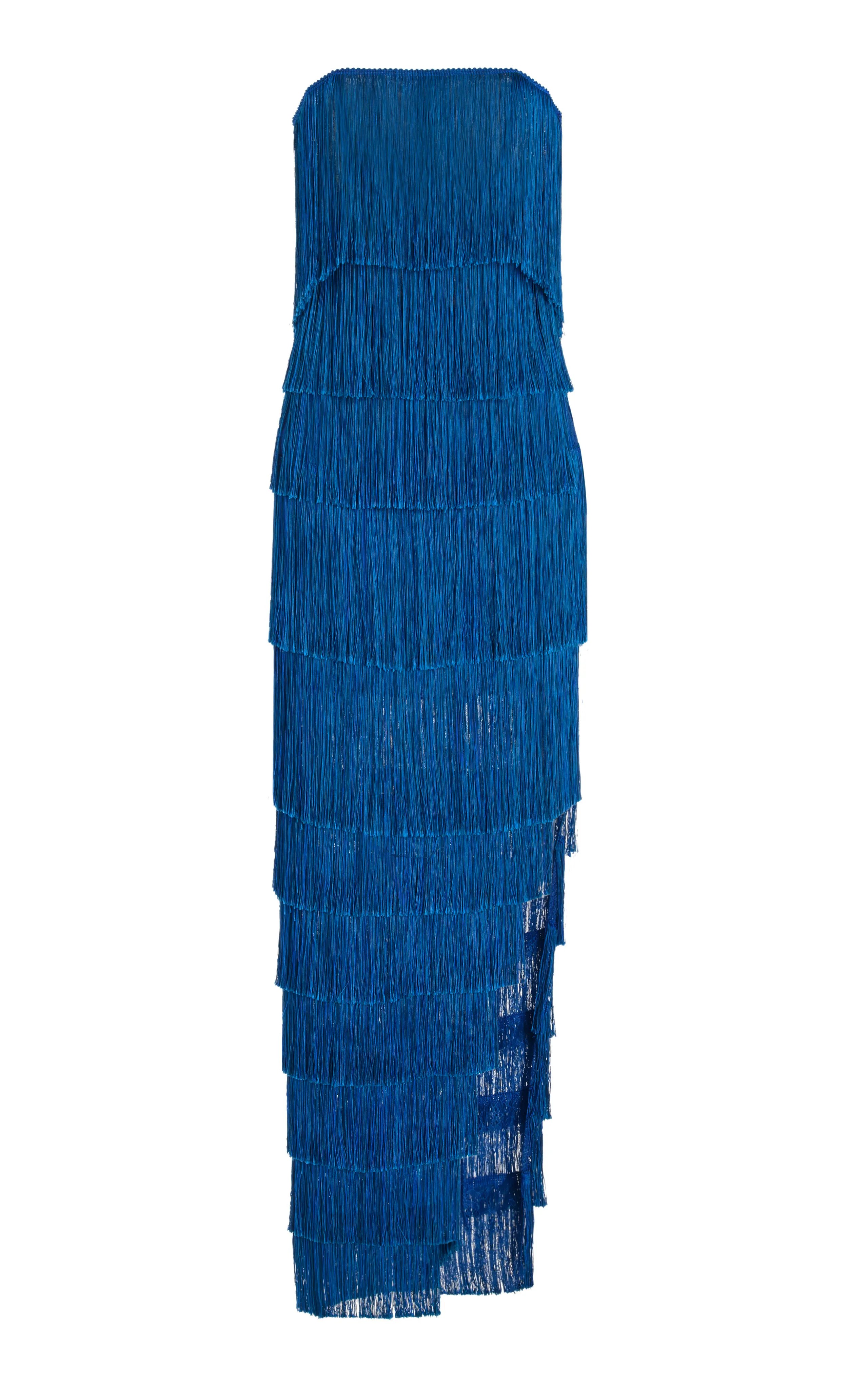 Francesca Miranda Lili Strapless Fringed Silk-Blend Dress