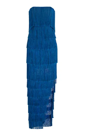 Francesca Miranda Lili Strapless Fringed Silk-Blend Dress